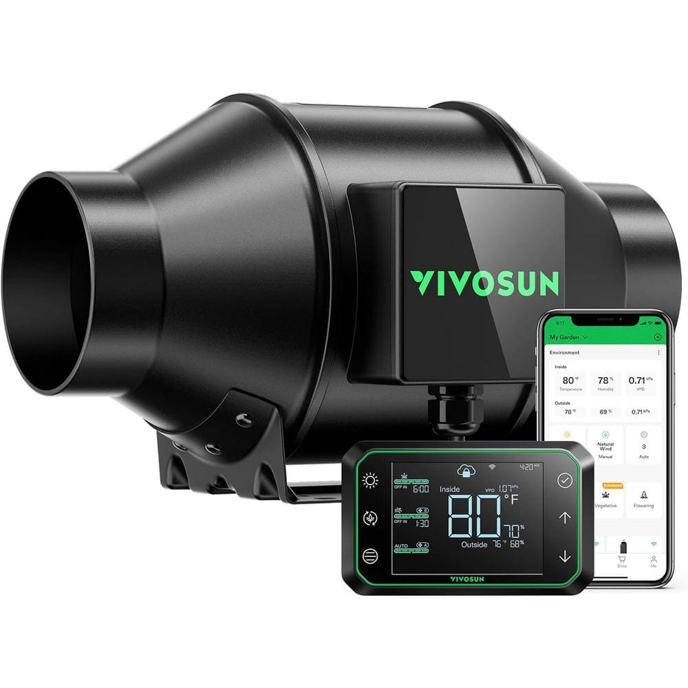 AeroZesh G6 6 in. 388 CFM Inline Duct Fan with GrowHub E42A Temperature Humidity WiFi-Controller - Hercitys