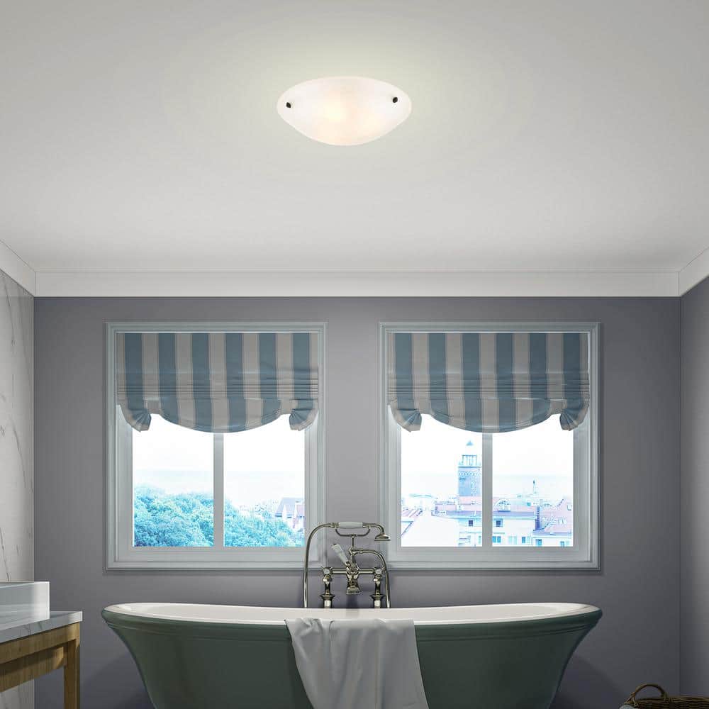 Oasis 20 in. 3-Light Bronze Semi Flush Mount with White Alabaster Glass - Hercitys