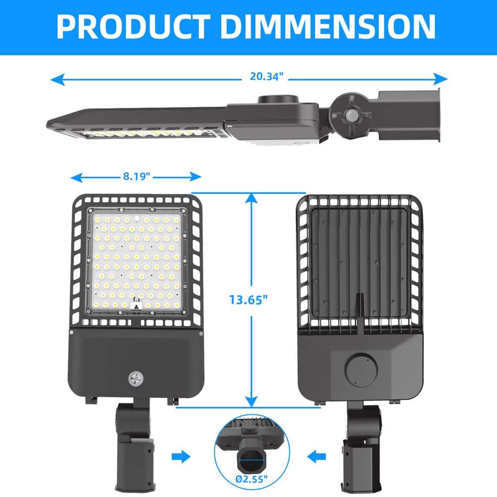Outdoor Bronze 1000-Watt Equivalent Integrated LED 300-Watt Parking Lot Area Light 5000K 39000 Lumens - Hercitys