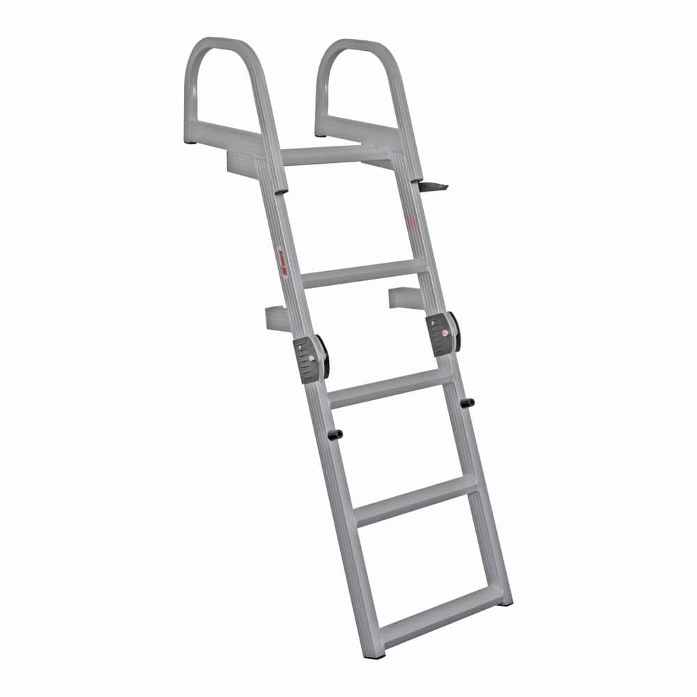 Deluxe Welded Aluminum Folding Dock and Pontoon Ladder-4-Step - Hercitys
