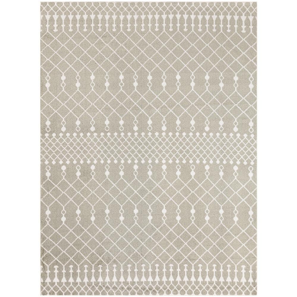 Astra Machine Washable Sage 5 ft. x 7 ft. Moroccan Transitional Area Rug - Hercitys