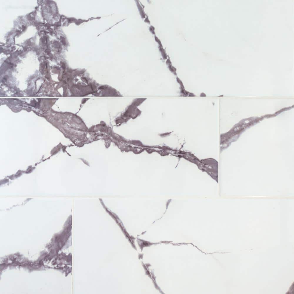 Glossy Lilac White 8 in. x 24 in. Glossy Subway Ceramic Wall Tile (19.375 Sq. Ft./Case) - Hercitys