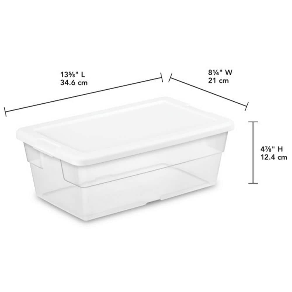 6 Qt. Plastic Storage Container Bin Snap Close White Lid in Clear (12 Pack) - Hercitys
