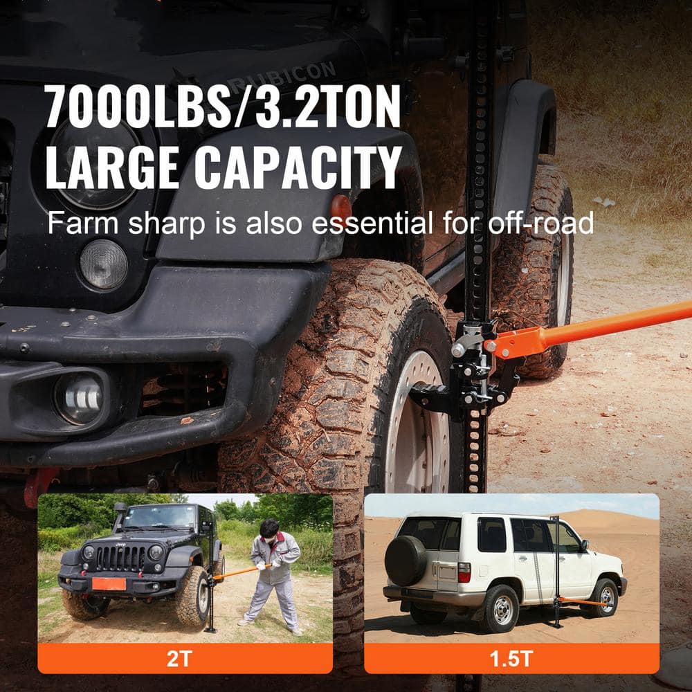 High Lift Farm Jack, 60 in. Utility Farm Jack, 7000 lbs. Capacity Ratcheting Off Road Utility Jack, Heavy-Duty Farm Jack - Hercitys