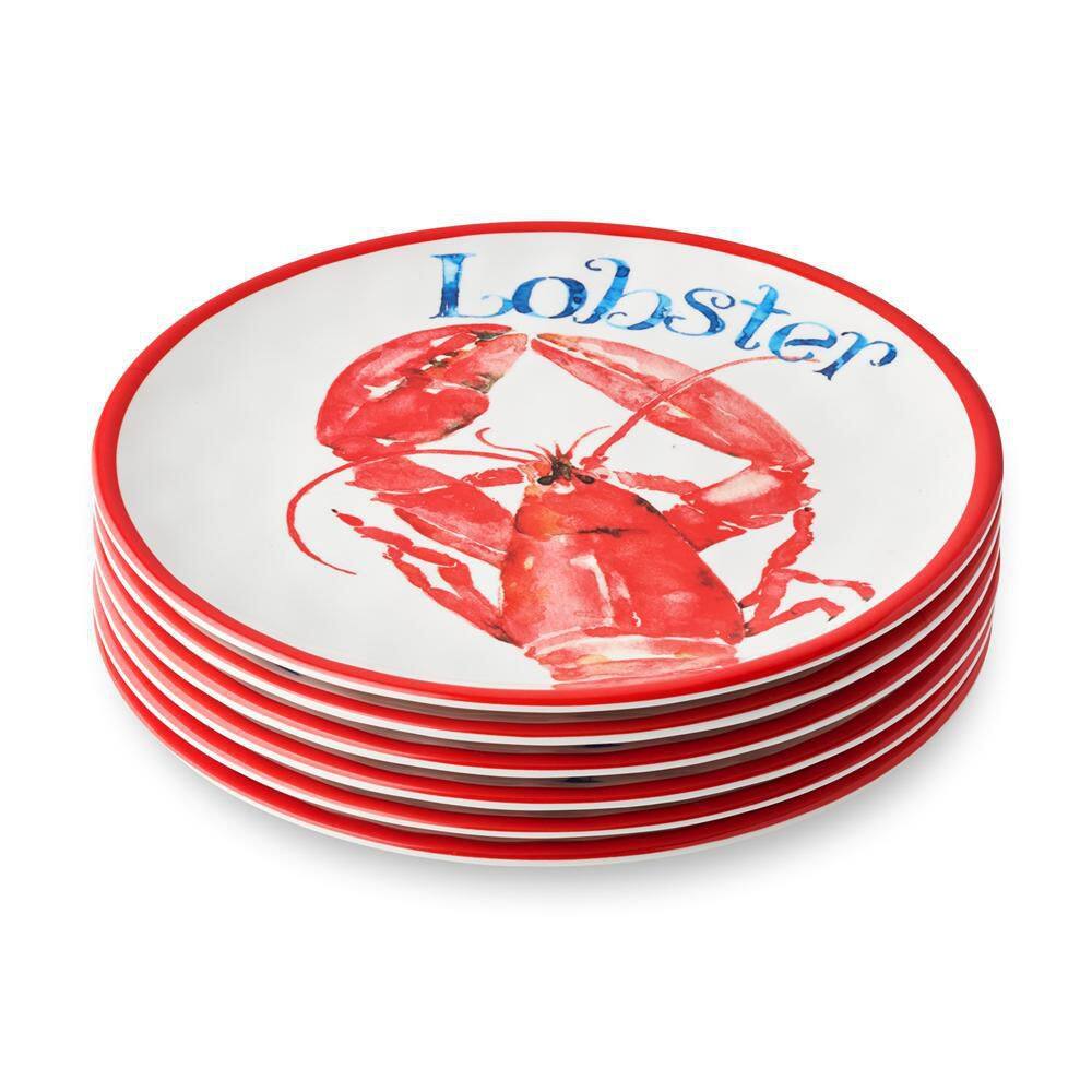 Beach House Lobster Multi-Colored Melamine Salad Plate (Set of 6) - Hercitys