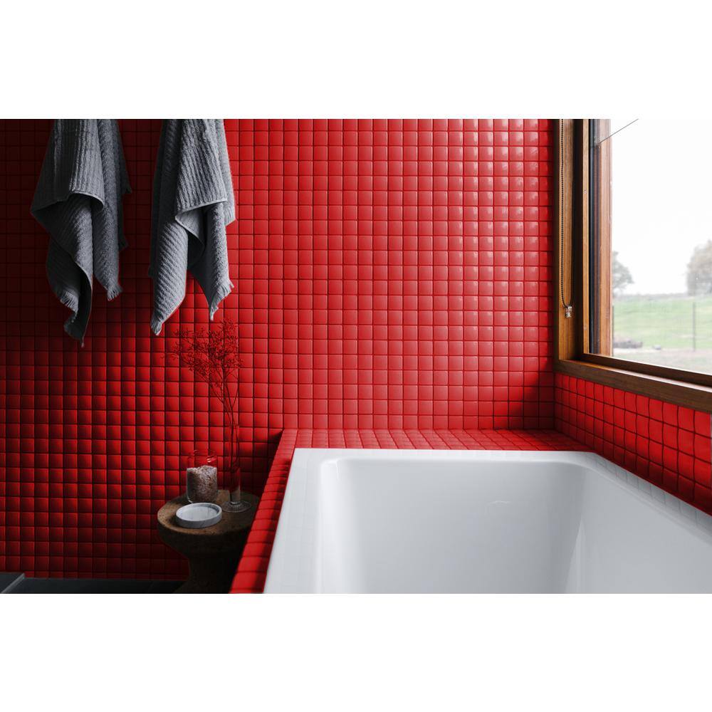 Modern Red 12 in. x 12 in. Square Glossy Glass Mosaic Wall Tile (4 sq. ft./Case) - Hercitys