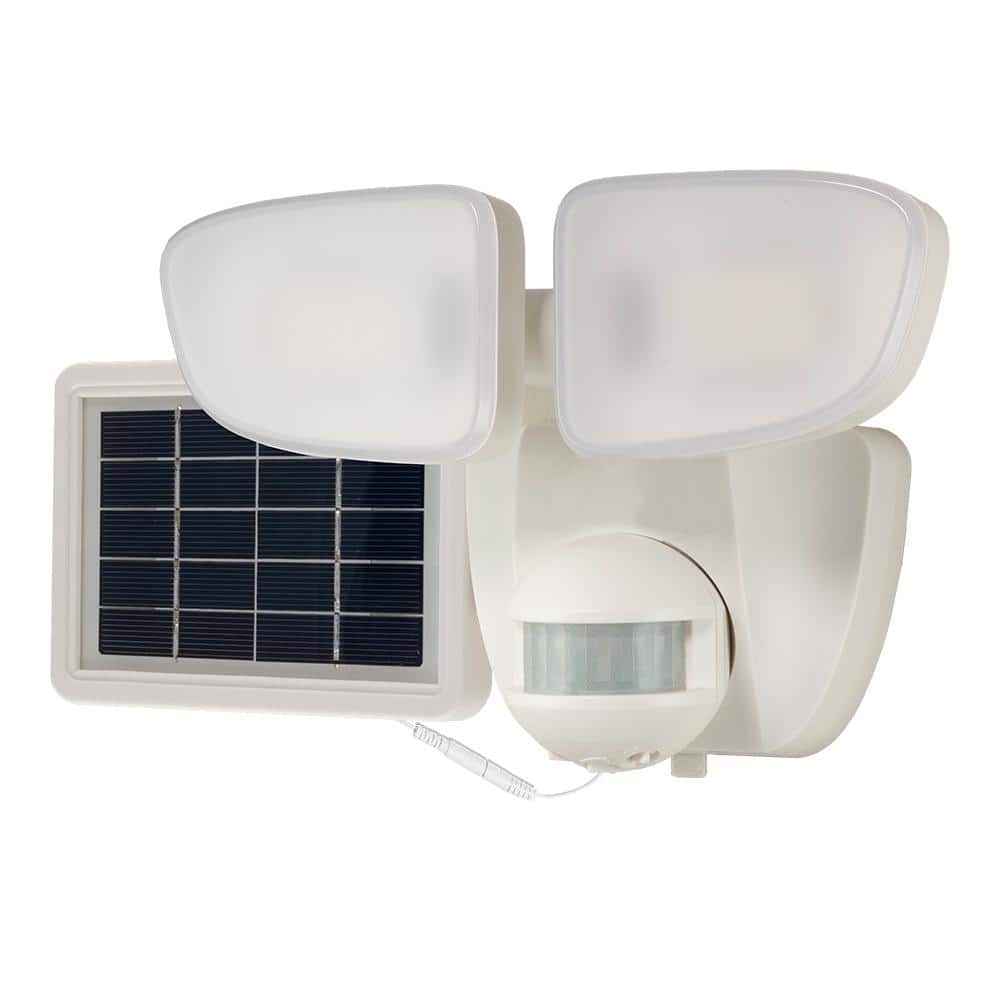 SLFS 180-Degree White Solar Powered Motion Activated Outdoor Integrated LED Flood Light 2000 Lumens - Hercitys