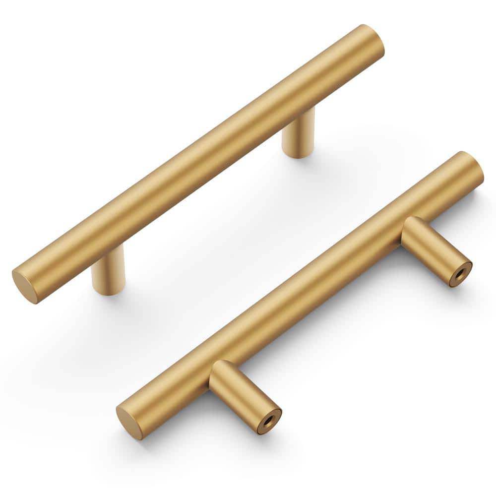 Heritage Designs 3 in. (76 mm) Center to Center Brushed Brass Drawer Bar Pull (10-Pack ) - Hercitys