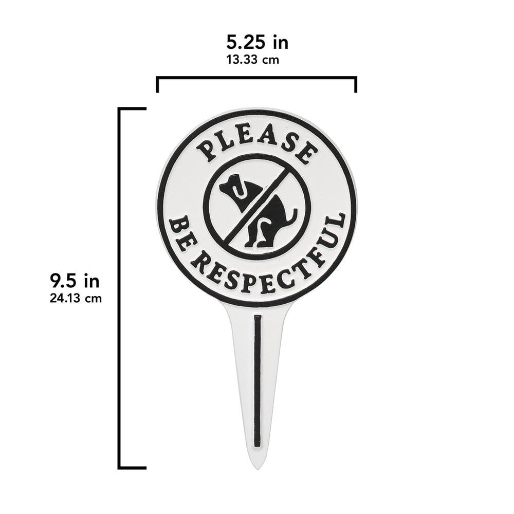 Pet Owner Courtesy Small Round Please Be Respectful No Poop Dog Cast Aluminum Yard Sign - Hercitys