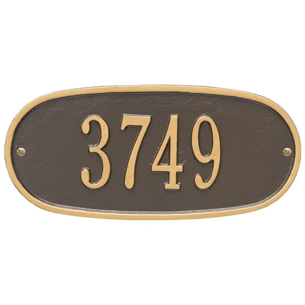 Standard Oval Bronze/Gold Wall 1-Line Address Plaque - Hercitys