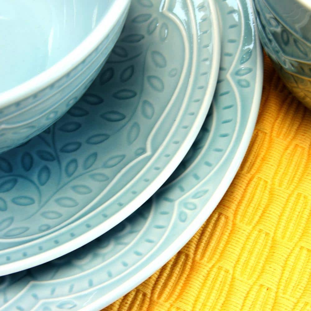Alemany 16-Piece Patterned Blue Stoneware Dinnerware Set (Service for 4) - Hercitys