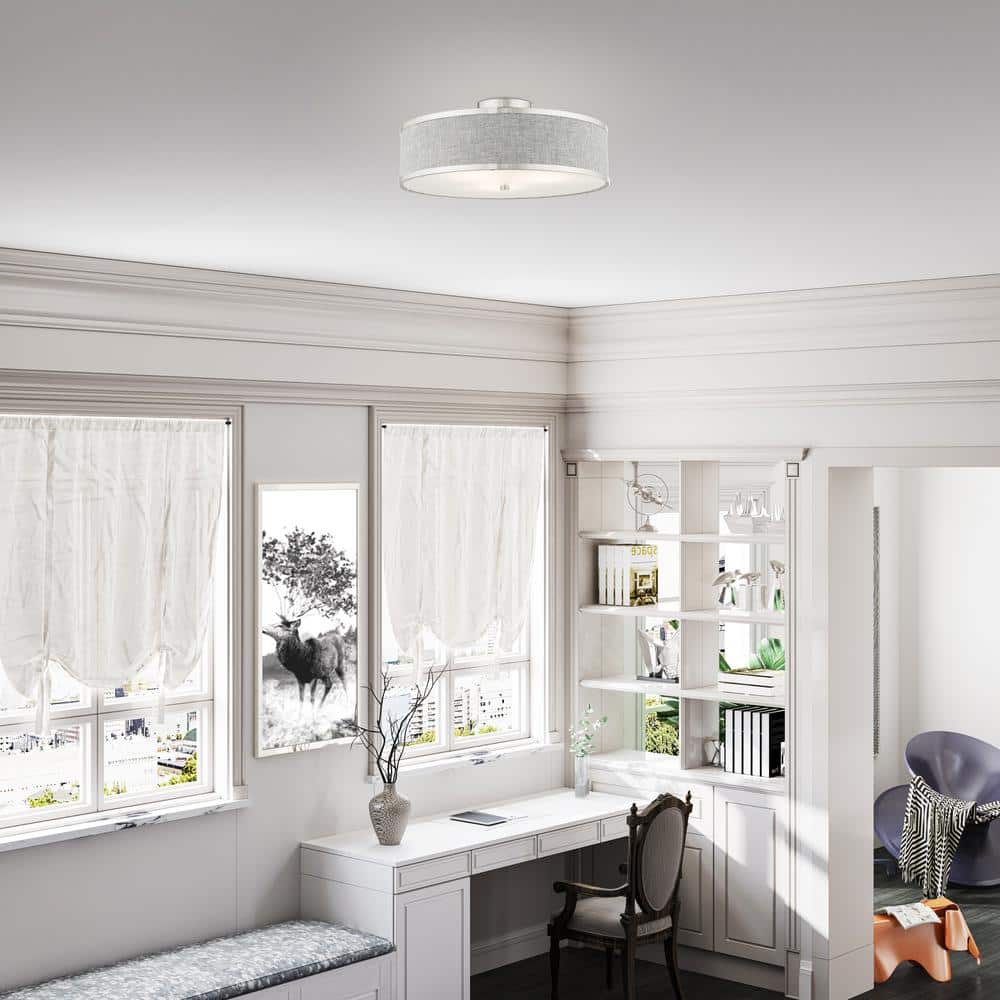 Park Ridge 3 Light Brushed Nickel Semi Flush Mount - Hercitys