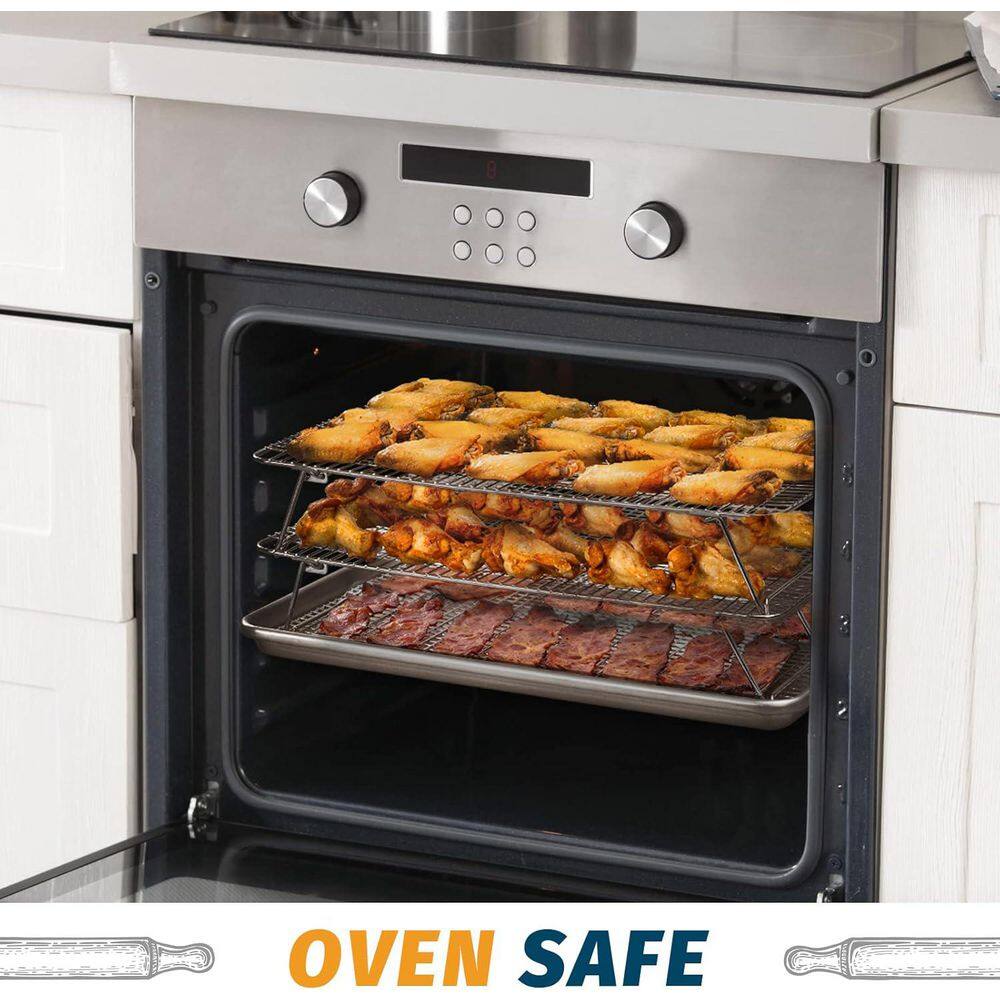 Stainless Steel Stackable Cooling Rack 3 Tier 12×16.5 Oven Dishwasher Safe Fits Half Sheet For Baking Cookies Cakes - Hercitys