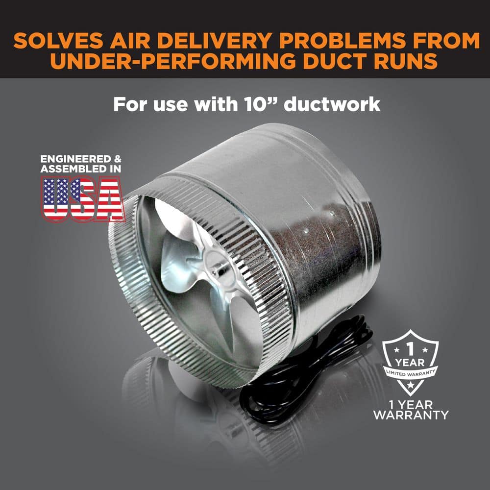 Inductor 10 in. Corded In-Line Duct Fan - Hercitys