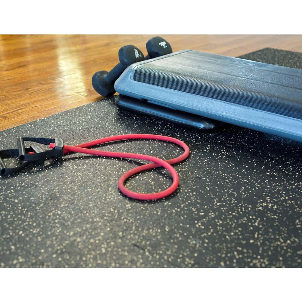 Matter Surfaces Gym/Exercise Recycled Rubber Corner Tiles Black w/Red 25in.x 25in.x 0.3 Thick. 4-Tiles/Case,16 sq. ft. - Hercitys