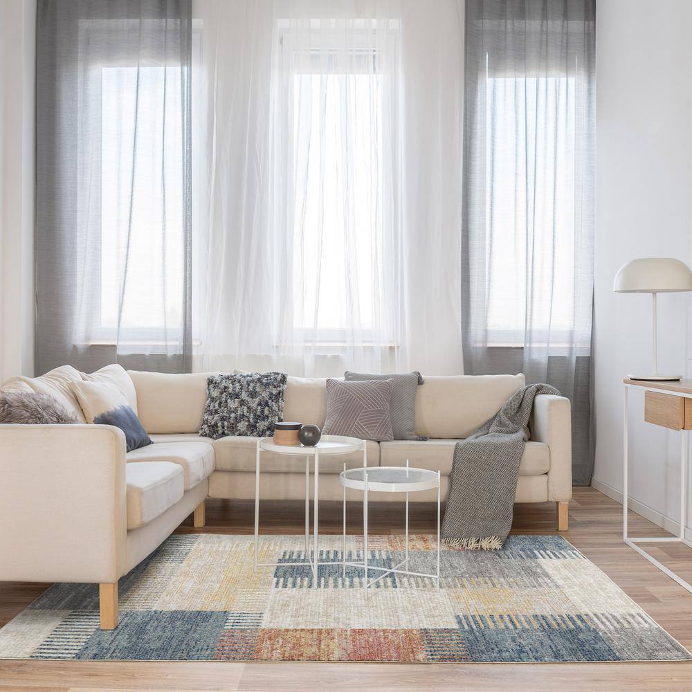 Winsor Julien Multi-Colored 5 ft. x 7 ft. Abstract Patchwork Indoor Area Rug - Hercitys