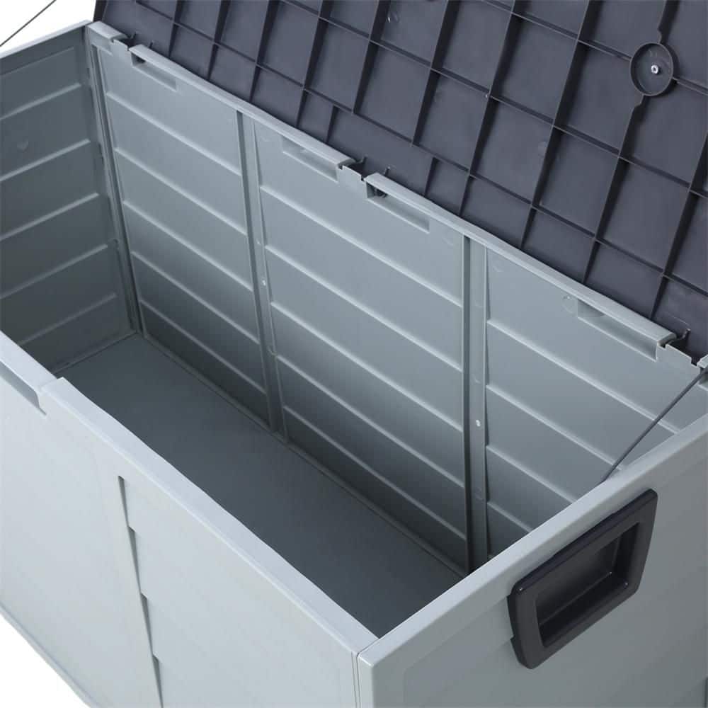 Outdoor Storage Box, 75 Gal. Lockable Resin Deck Box with Waterproof Roof - Hercitys