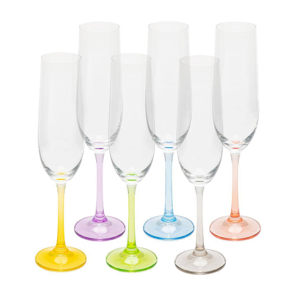 Rainbow 6 oz. Flute x 6 assorted (Set of 6) - Hercitys