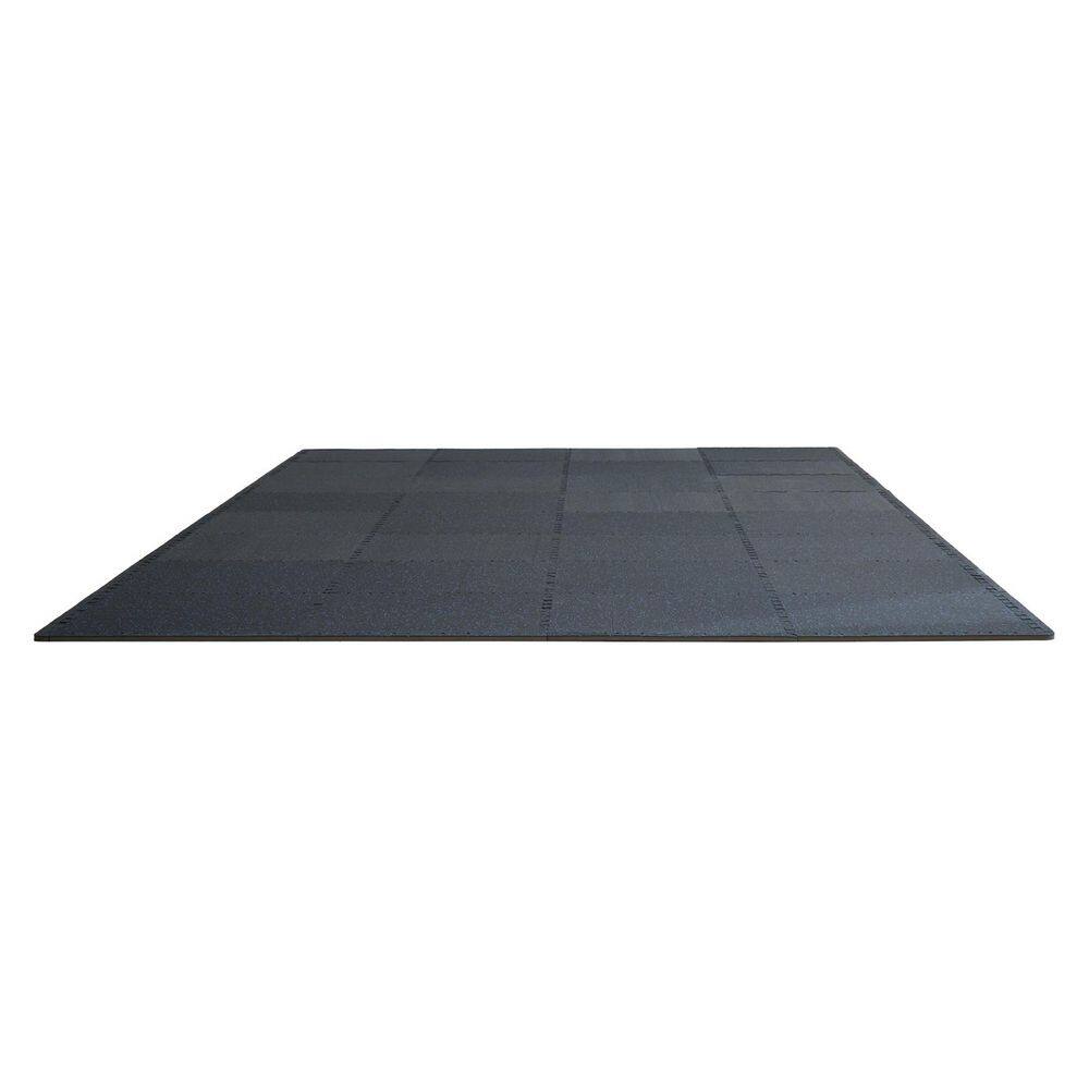 Gym Floor Mats, Black and Blue, 24 in. W x 24 in. L x 0.56 in. T, Rubber Top with Foam, Gym Flooring Mat, (48 sq. ft. ) - Hercitys