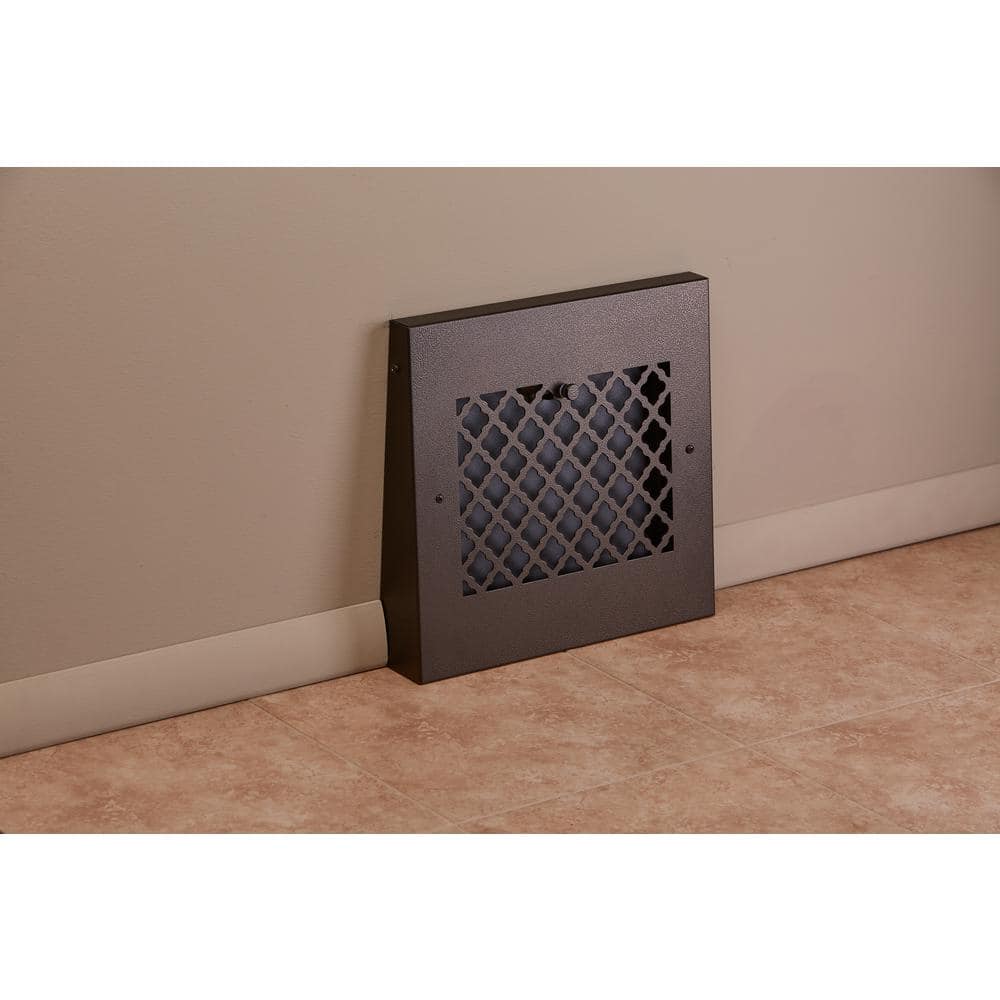 Tuscan 13 in. x 12 in. Steel Gravity Baseboard Floor Regiser, Oil Rubbed Bronze/Powder Coat with Air Control Damper - Hercitys