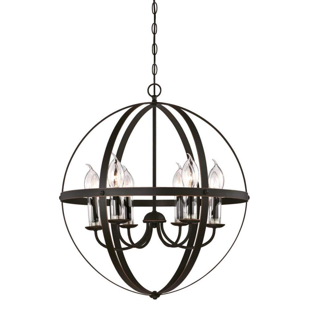Stella Mira 6-Light Oil Rubbed Bronze with Highlights Outdoor Hanging Chandelier - Hercitys