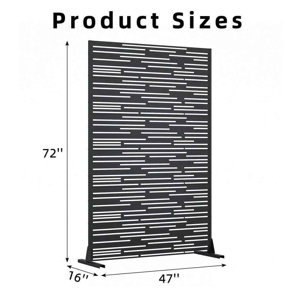 72 in. x 47 in. Black Galvanized Steel Garden Fence - Hercitys