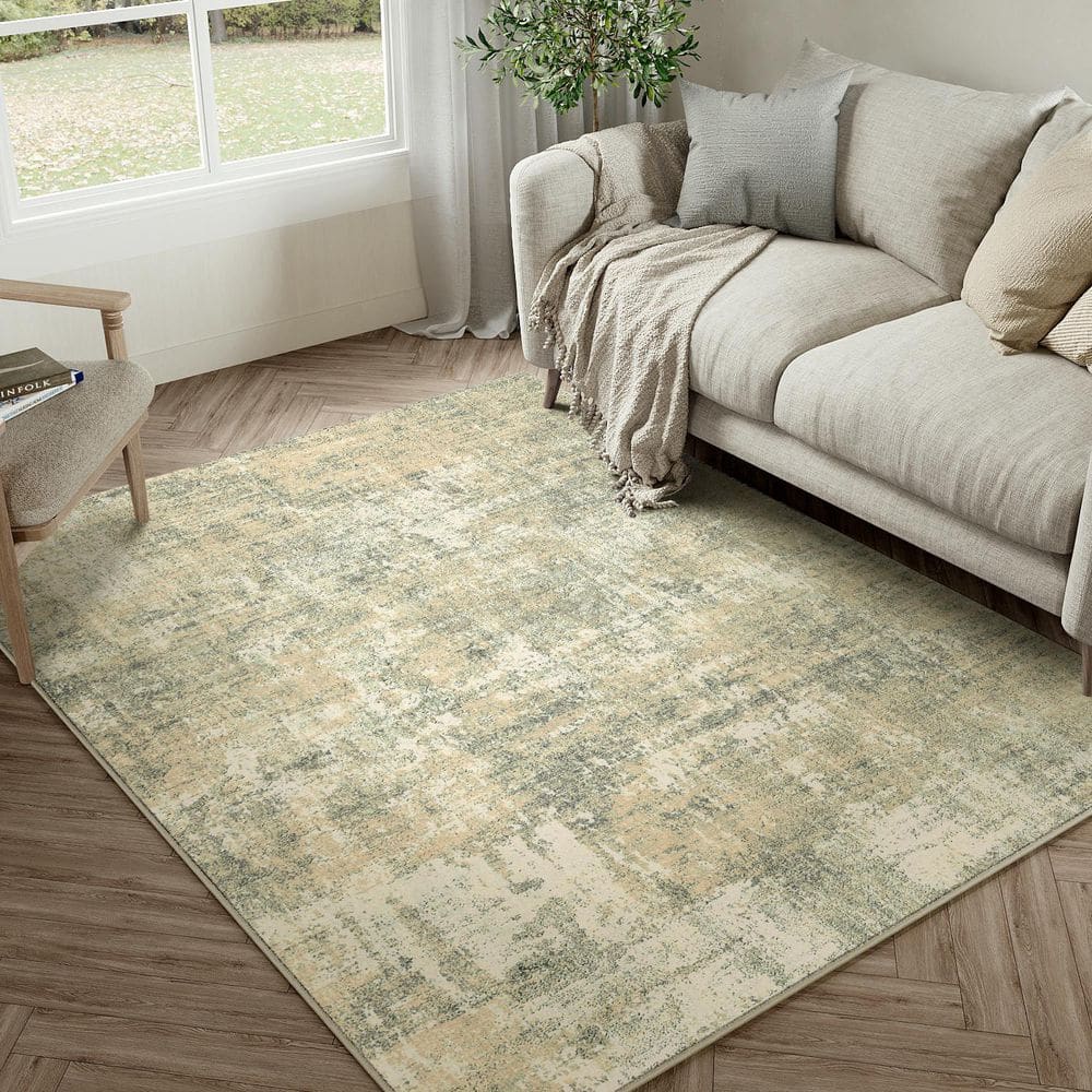 Morocco Beige/Gray 5 ft. x 7 ft. Modern Abstract Area Rug - Hercitys