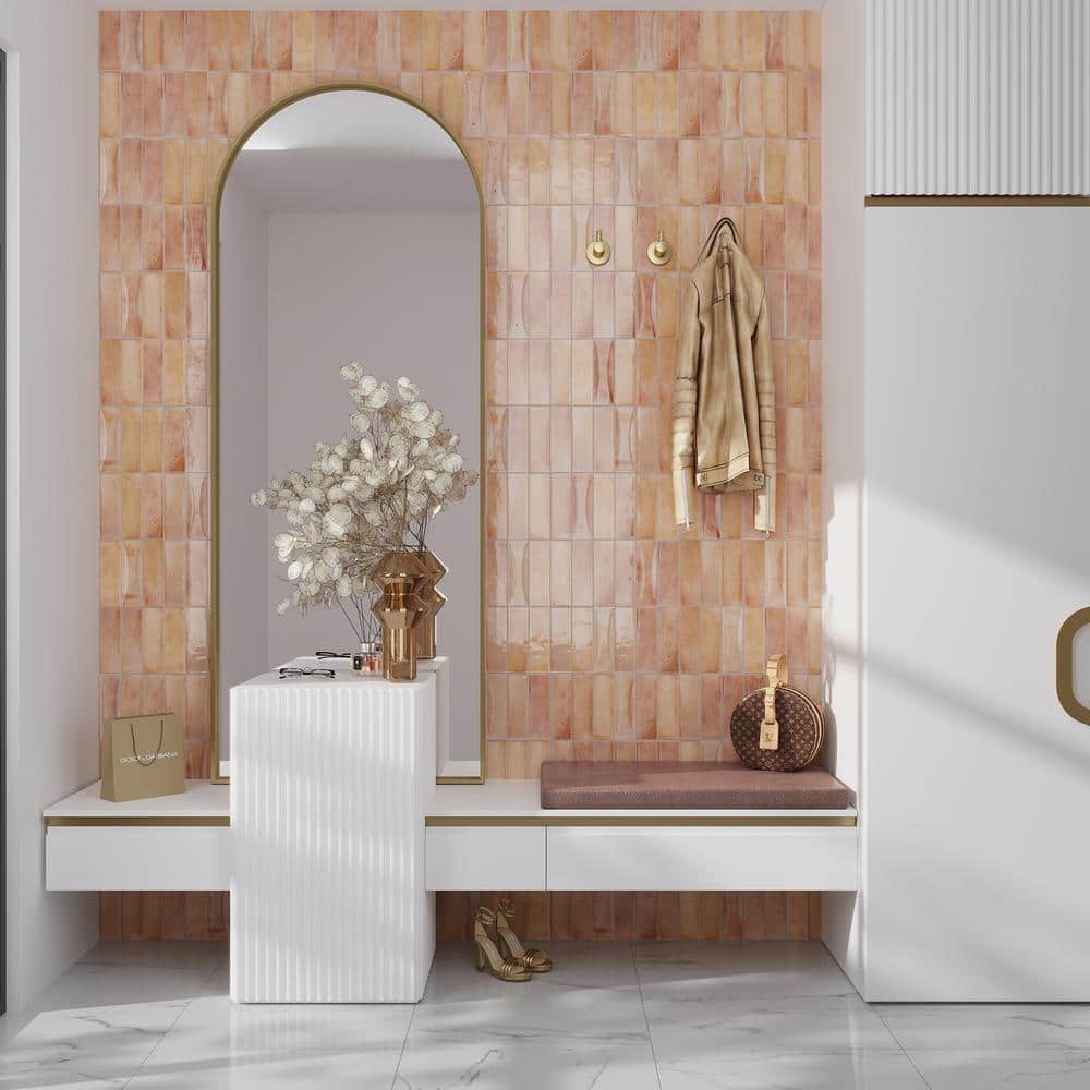 Antiek Pink 2.58 in. x 7.9 in. Glossy Ceramic Subway Wall and Floor Tile (5.38 sq. ft./case) (38-pack) - Hercitys