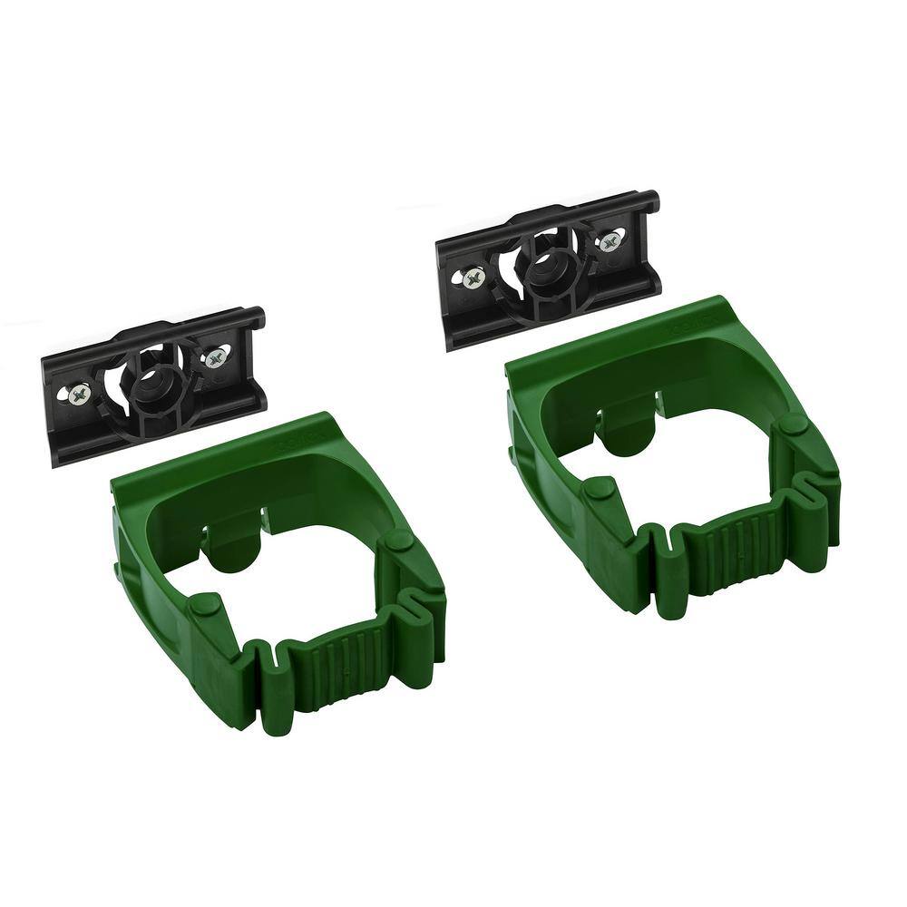 Universal Garage Wall Mount Tool Holder 3 in. Durable Plastic Mounts to Wall or Rail (Sold Separate) Green (2-Pack) - Hercitys