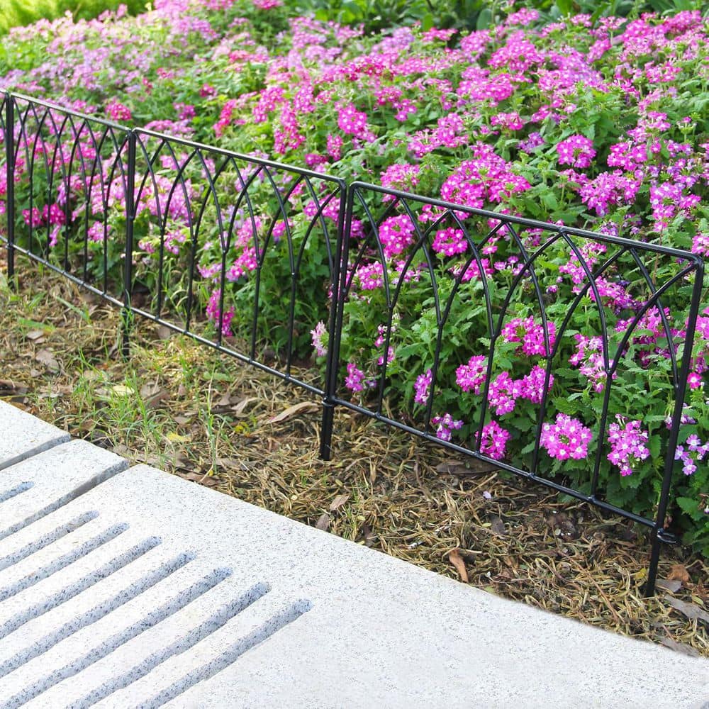 Decorative Fence Metal Garden Fence Set 16 in. x 7.5ft Panel Sturdy Iron Edging Animal Barrier Border 5 Pack - Hercitys