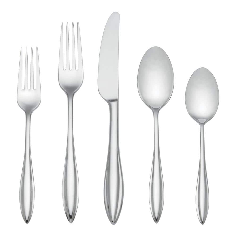 Sculpt 65-Piece Silver 18/10-Stainless Steel Flatware Set (Service For 12) - Hercitys