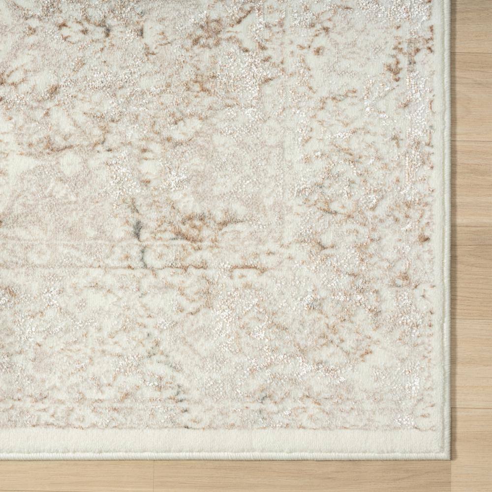 Beige Cream and Brown 5 ft. x 7 ft. Damask Stain Resistant Area Rug - Hercitys