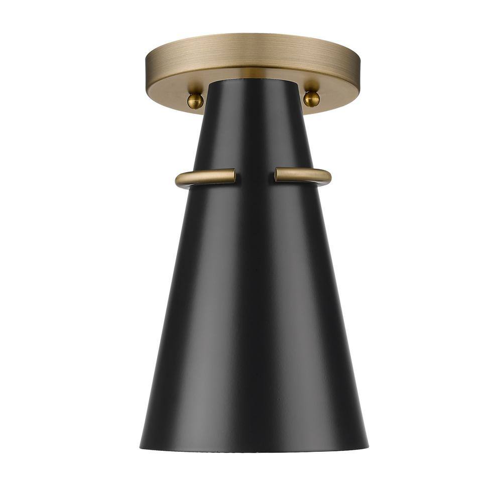 Reeva 7 in. 1-Light Modern Brass Semi-Flush Mount - Hercitys