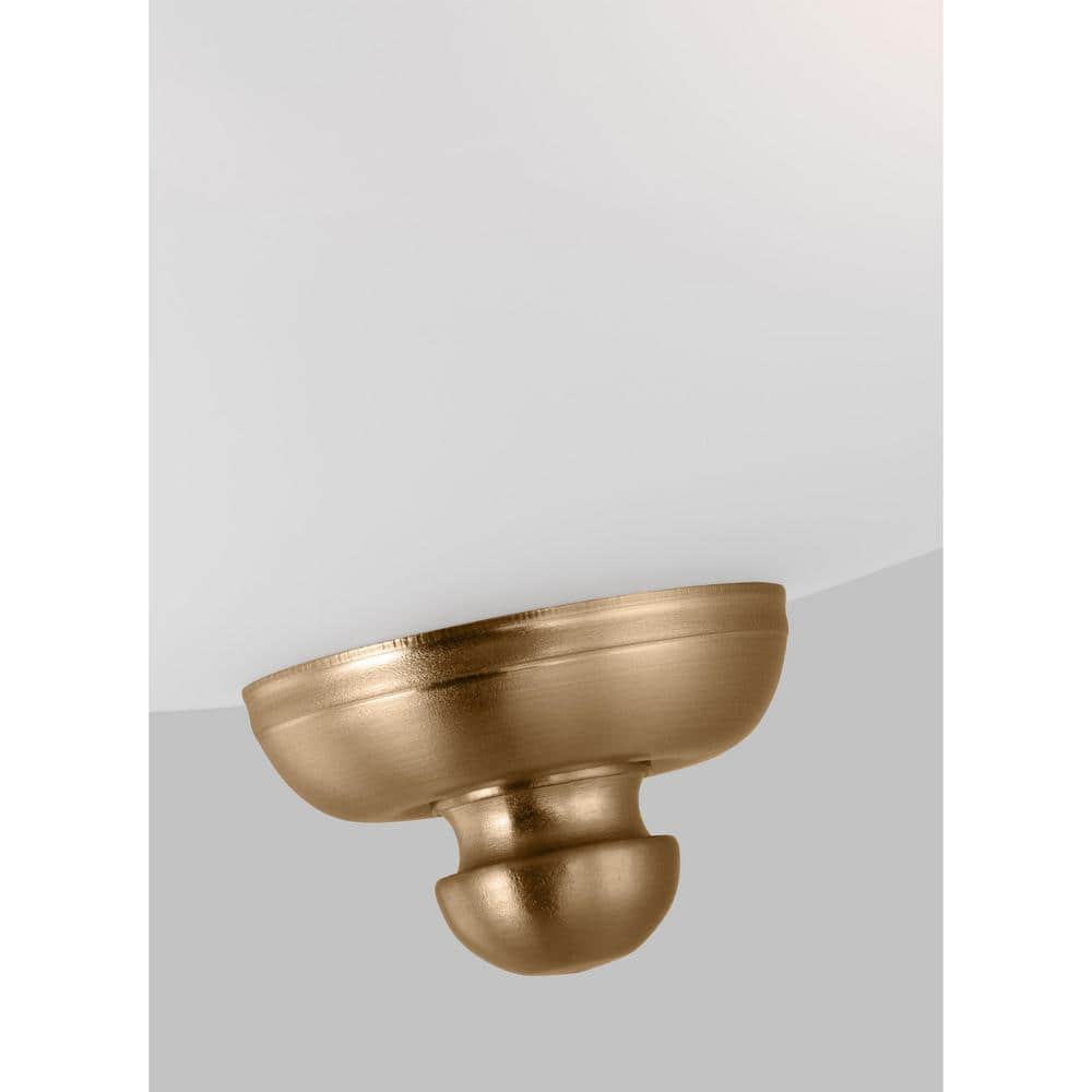 Geary 12.5 in. 2-Light Satin Brass Traditional Contemporary Ceiling Flush Mount with Satin Etched Glass Shade - Hercitys