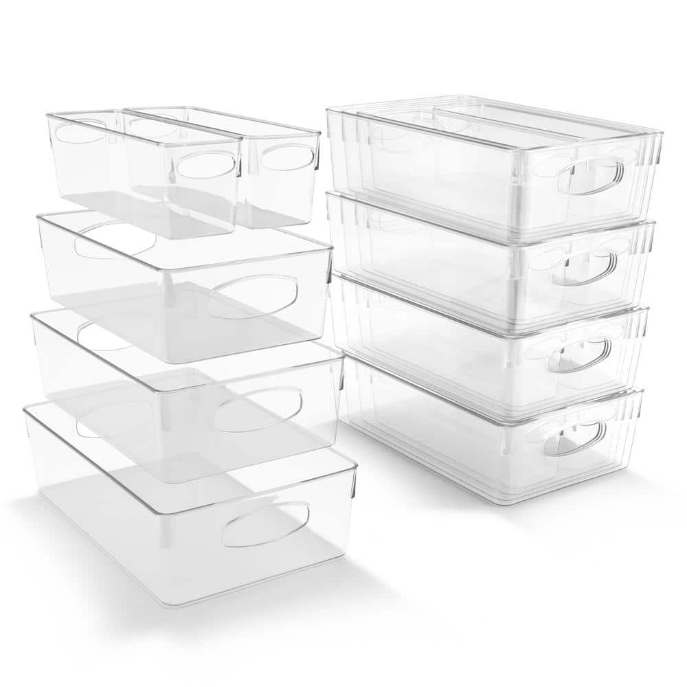 Clear Plastic Storage Bins with Handles for Shelves 20-Pack Organizers and Storage - Hercitys