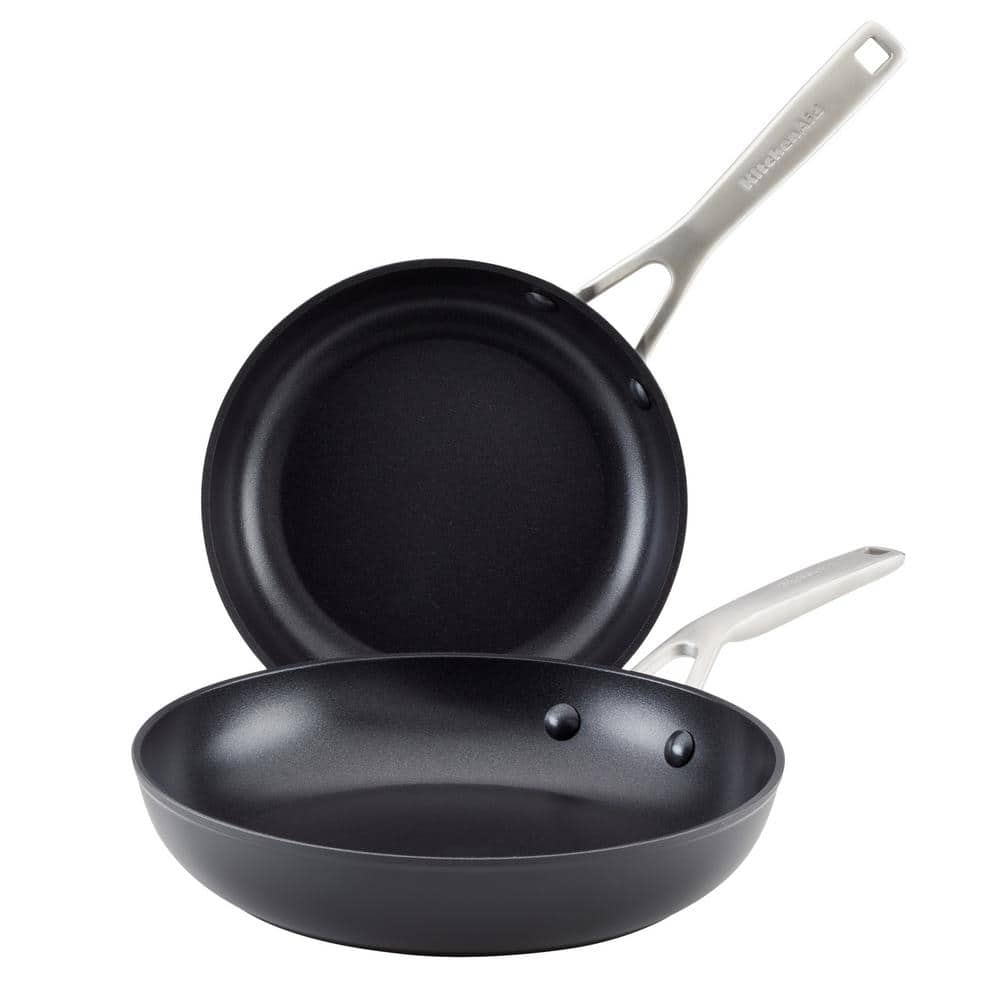 Hard-Anodized Induction 8 .25 and 10 in. Aluminum Nonstick Frying Pan Set Matte Black - Hercitys