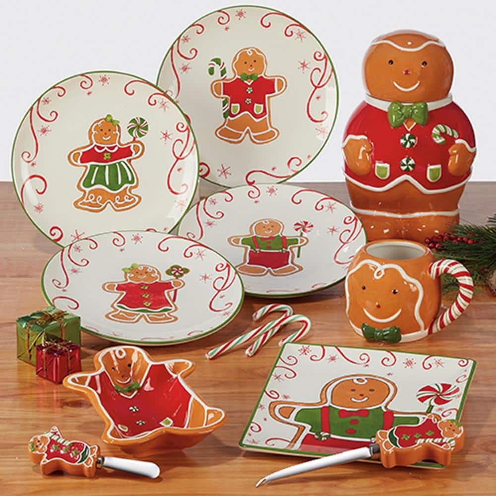 Holiday Magic Gingerbread 9 in. Multicolored Earthenware Dessert Plate (Set of 4) - Hercitys