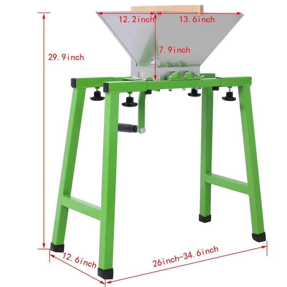 7L Manual Juicer Grinder with stand, Portable Fruit crusher with wheel Stainless Steel fruit Scratter Pulper - Hercitys