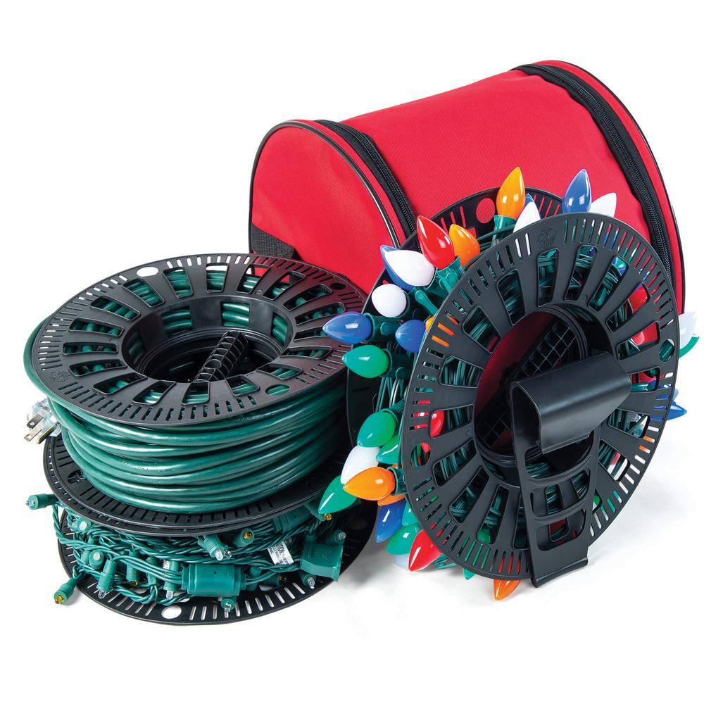 Polyester Christmas Light Storage Bag and Reels (Holds Up to 450 ft. of Wire) - Hercitys