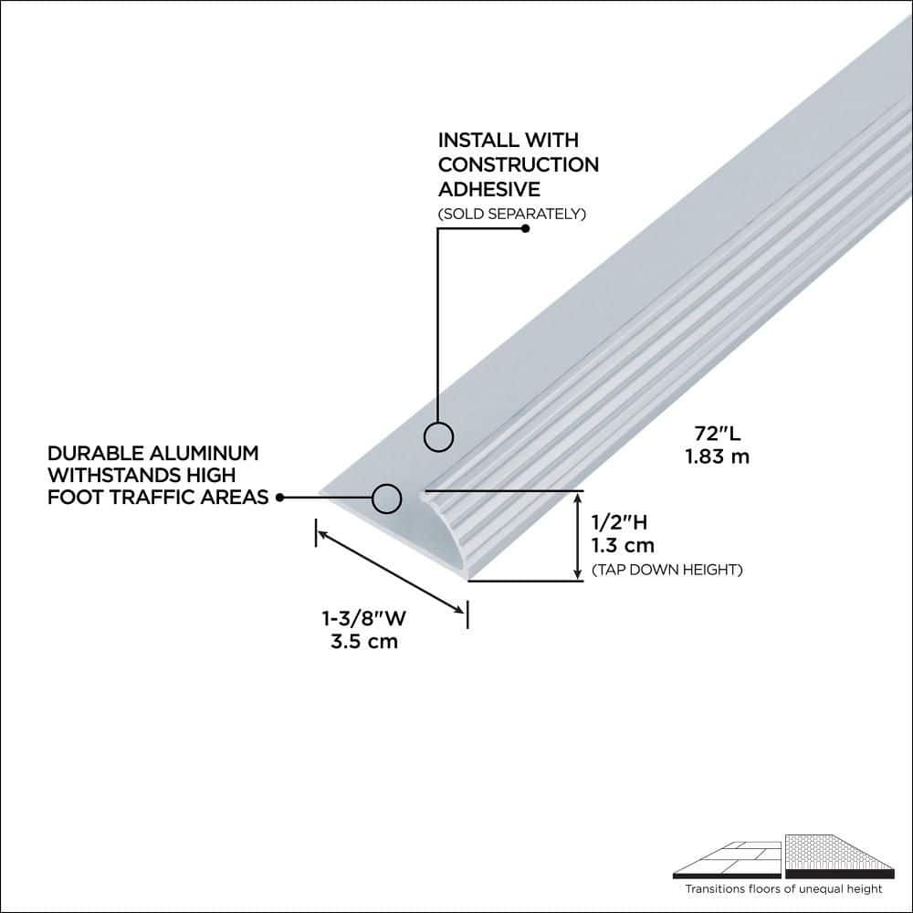 72 in. Silver Carpet Gripper with No Teeth - Hercitys