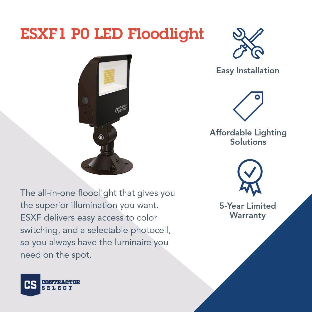 Contractor Select ESXF1 Bronze Outdoor Integrated LED Flood Light with Switchable CCT - Hercitys