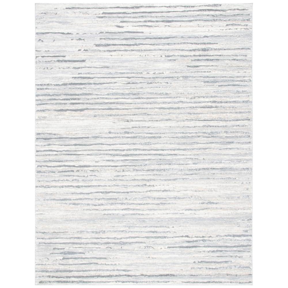 Lagoon Gray/Dark Gray 9 ft. x 12 ft. Striped Distressed Area Rug - Hercitys