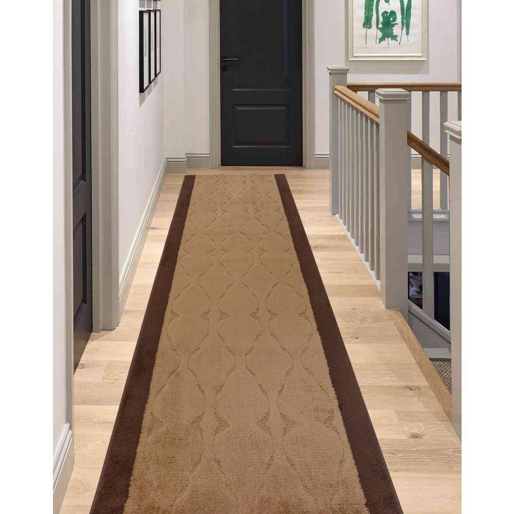 Trellis Euro Brown 31 in. x 24 ft. Your Choice Length Stair Runner - Hercitys