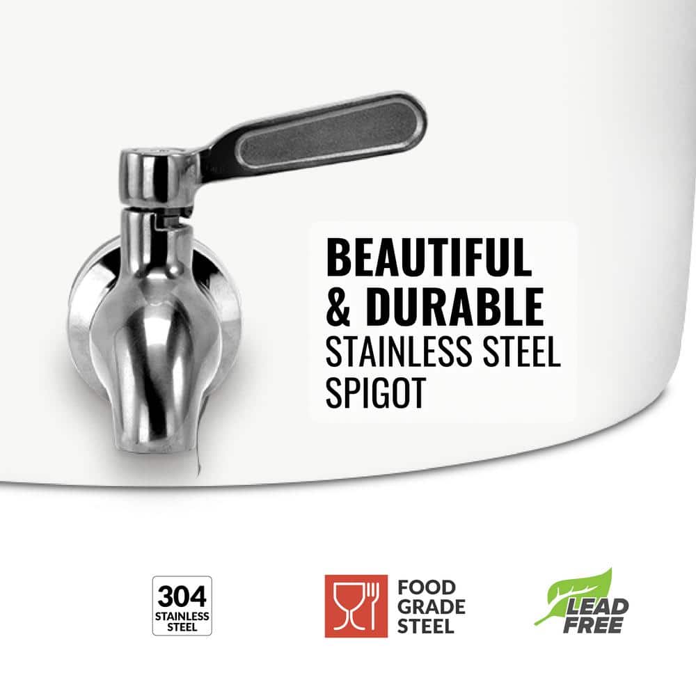 Sports 5 gal. Porcelain Ceramic Beverage Dispenser BPA and Lead Free Crock with 8 in. Stand, Faucet and Lid Included - Hercitys