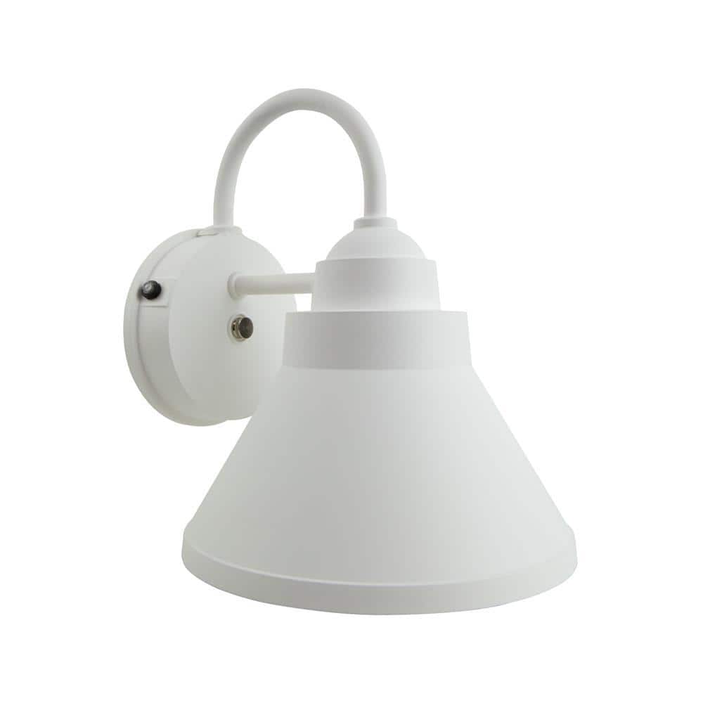 Goose 40-Watt Equivalent 800 Lumen White Motion Sensing Dusk-To-Dawn Flood Light No Bulb Included - Hercitys