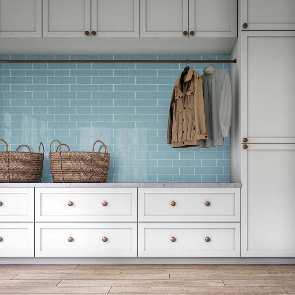 Restore Tide Blue 3 in. x 6 in. Glossy Ceramic Wall Tile (12.5 sq. ft./Case) - Hercitys