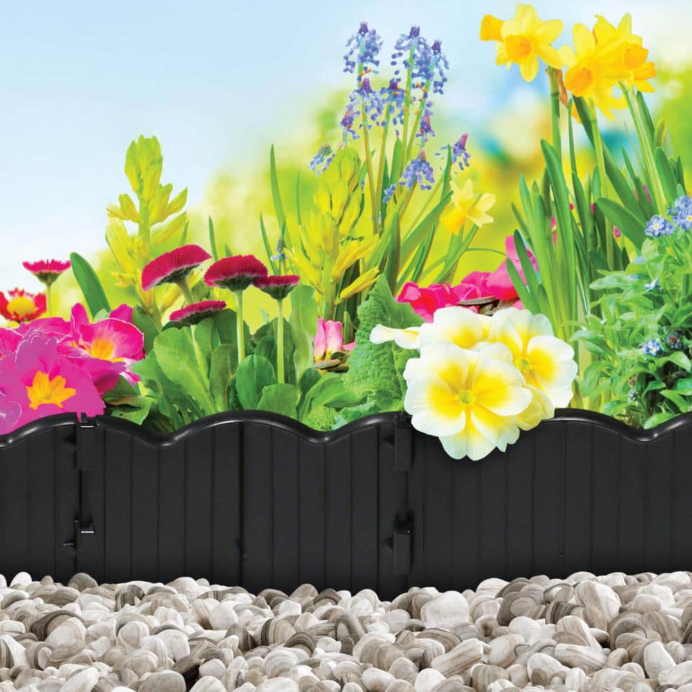 Border Master 20 ft. Recycled Plastic Poundable Landscape Lawn Edging with Connectors Black - Hercitys