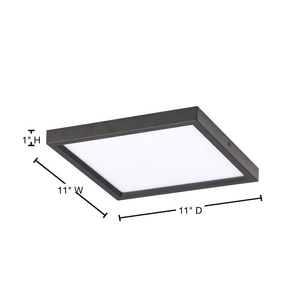 Vantage 11 in. square 1-Light Black LED Flush Mount with Acrylic Diffuser - Hercitys
