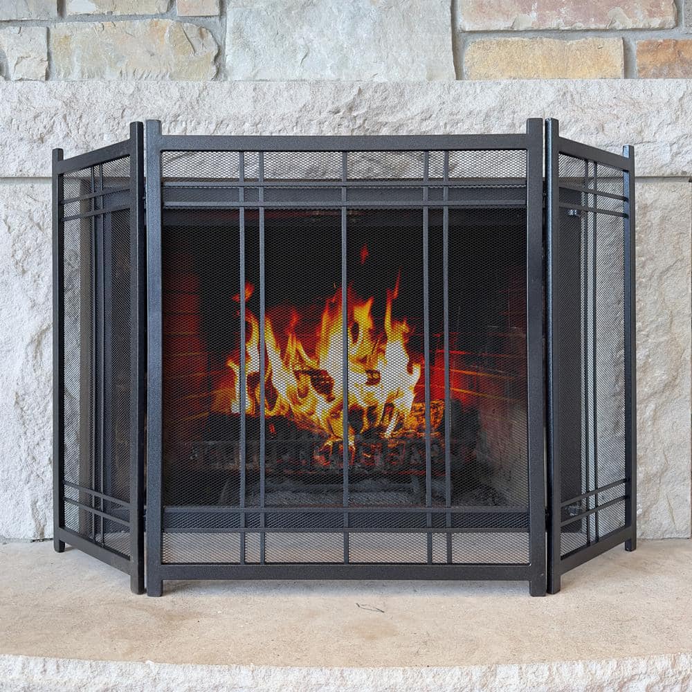 Preston Vintage Iron Steel 3-Panel Fireplace Screen - Hercitys