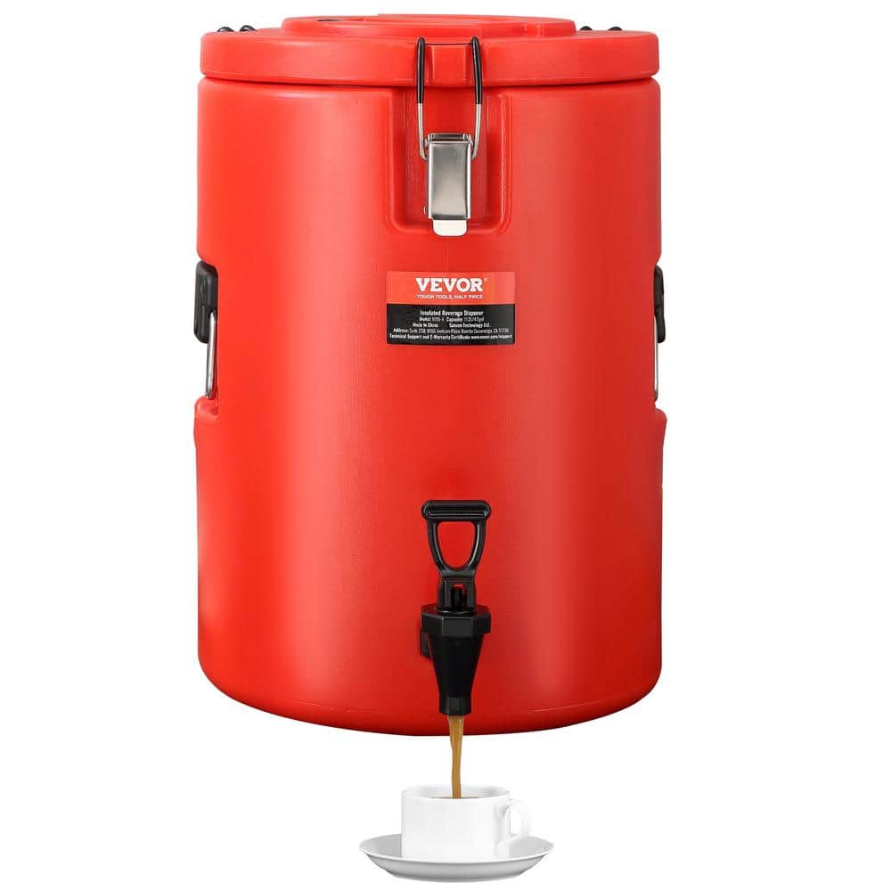 Stainless Steel Insulated Beverage Dispenser 4.5 gal. 17.2L Hot and Cold Drink Food-Grade for Restaurant Shop (Red) - Hercitys